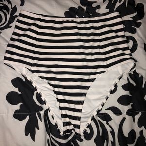 Striped high waist bikini bottom